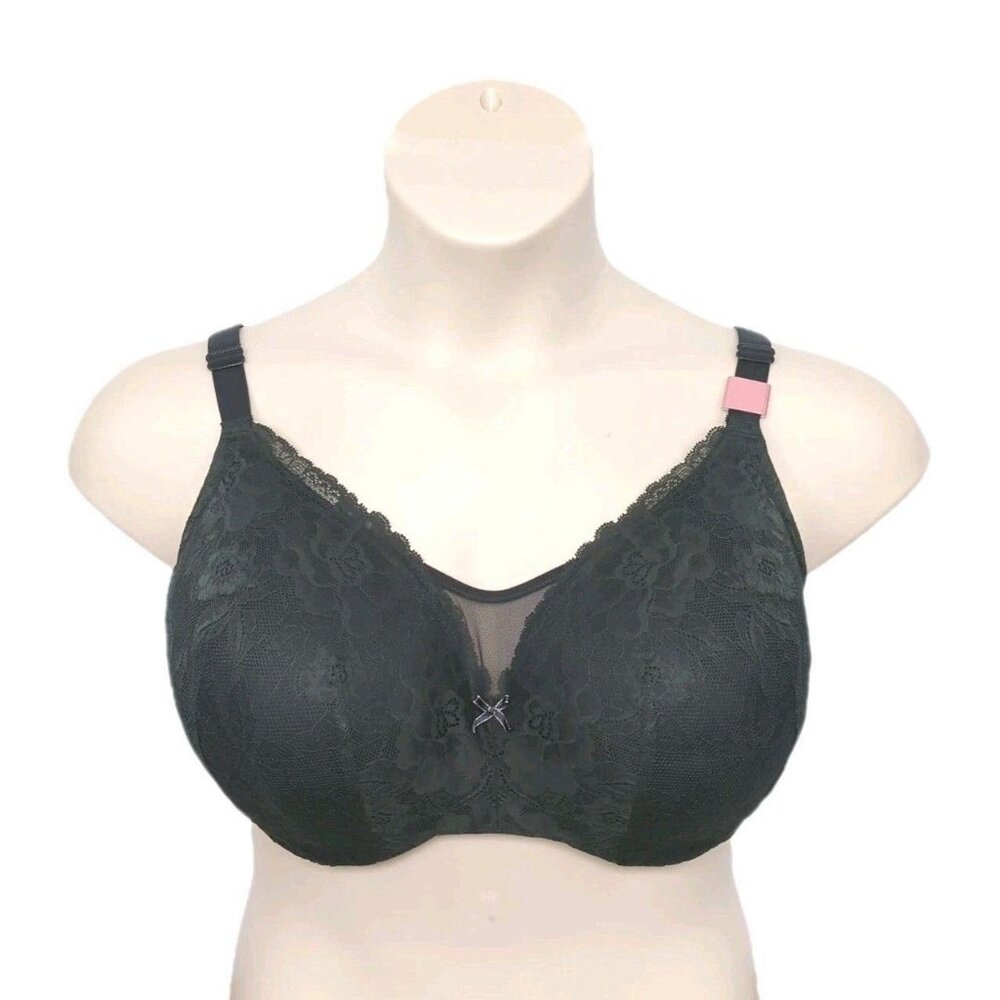 Lane Bryant Cacique Women Bra Full Coverage Lightly Lined 40DDD Black Lace